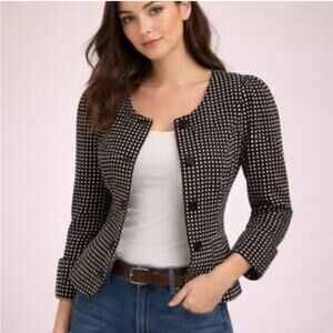 Anthropologie Taikonhu Well Behaved Polka Dot Fitted Blazer Size 6